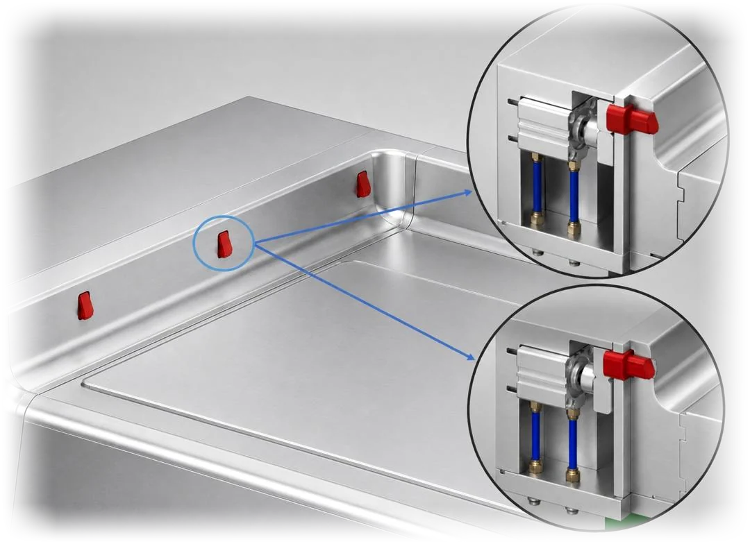 Detail callouts on a Yong Heng mold showing the cooling channel and ejector arrangement.