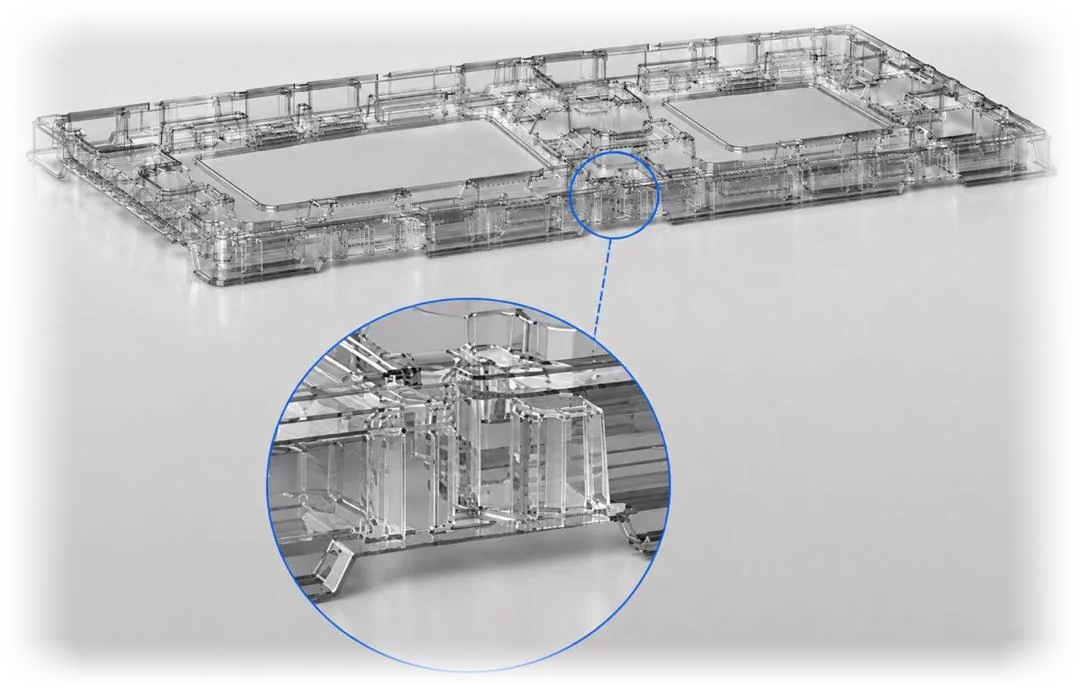 A Yong Heng 3D formed tray with a detail callout on the punch geometry.
